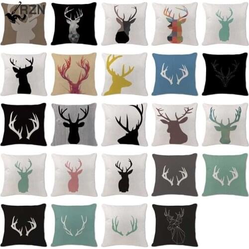 High Quality Cushion Covers Scandinavian Antlers Deer Pillowcases Custom Linen Home Sofa Decorative Animal Pillow Cover