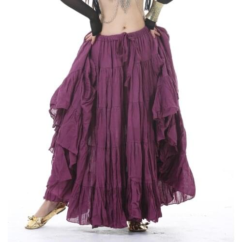 Women ATS Tribal Belly Dance Flax Tribal Bohemia Ladies Gypsy Long Skirt Full Circle Dance Clothes 14 Colors
