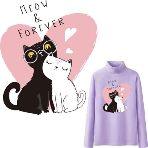 Meow Forever Badges Transfers Hot Tear Transfer Paper Diy Hoodie Tops Heat Press Patches Iron On T-Shirt Dresses