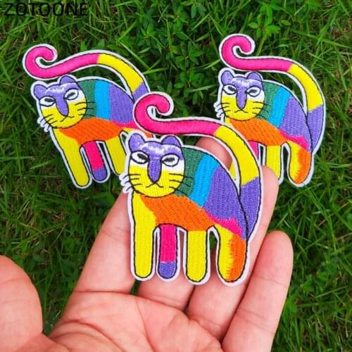 ZOTOONE Rainbow Cat DIy Patch Cute Iron / Sew on Embroidery Patches for Clothing Jacket T-Shirt Bag Dress Jeans Badge Sticker G