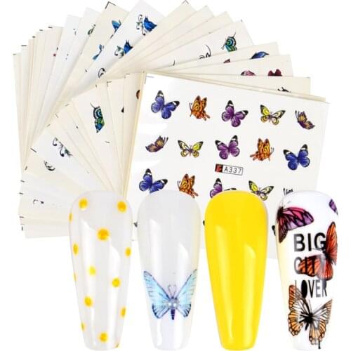 1 Set Flower Fruit Nail Sticker Sets Butterfly Water Transfer Decals Nail Art Sticker Manicure Foils Slider