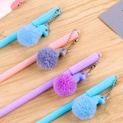 1pc Kawaii Unicorn Plush Gel Pen Cute Cartoon Office School Supplies Black Signature Pen Korean Stationery 0.5mm