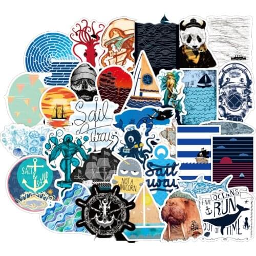 10/30/50PCS Ocean Adventure Treasure Hunting Sticker Ocean Lovers DIY Laptop Phone Guitar Car Gift Toy Sticker Wholesale