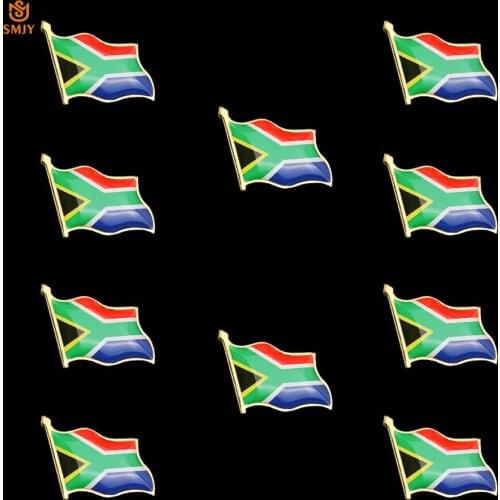 10PCS Africa DIY Customized Zinc Alloy Lapel Pins South Africa Flag Epoxy Tie/Backpack Wearable National Brooch Badge Collection