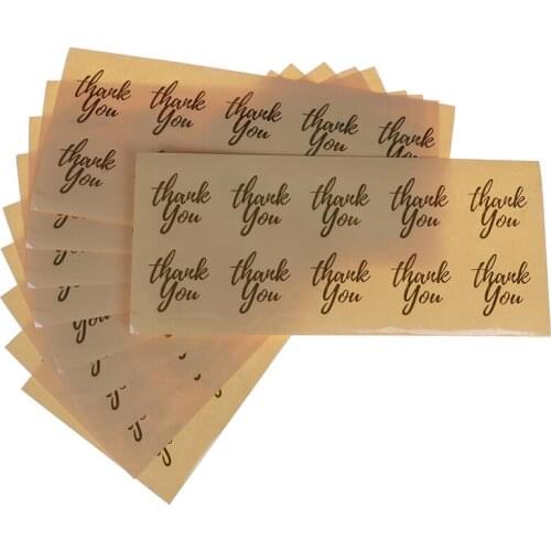 100pcs DIY handmade with love transparent sticker Thank you gold foil gift labels labels for jewelry/cookies/handmade favors