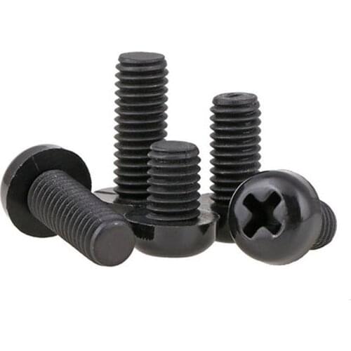 5pcs M6 Black round head nylon screw Pan head Phillips screw plastic bolt 8mm-50mm Length