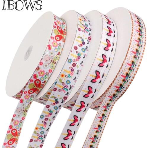 5yards 1" 25mm Grosgrain Ribbon Cartoon Unicorn Printed for DIY Girl Hairbows Accessories Party Cake Decoration Gift Wrapping