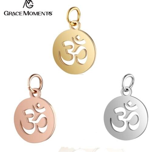 50pcs/Lot 316L Stainless Steel Charms 3 Colors OM Charms Pendants for Jewelry Making Bracelet DIY Handmade Accessories Gift