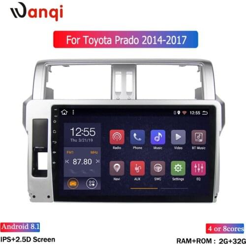 2.5D 10 inch 8 Core 2G+32G Android Car DVD Player for Toyota Prado 2014-2017 Auto Radio GPS Navigation Support BT SWC WiFi