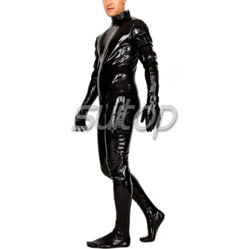 PLUS size 0.8mm thickness latex heavy catsuit black color clothes for man