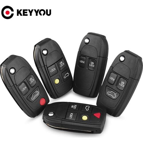 KEYYOU For Volvo 2/3/4/5 Buttons Remote Car Key Case For Volvo XC70 XC90 V50 V70 S60 S80 C30 New Replacement Fob Car Key Case