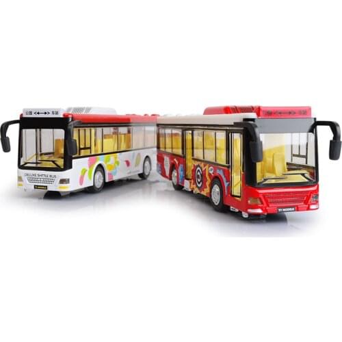 Color Bus Alloy Car Model With Pull Back Electronic toy with Simulation lights and Music Model Car Toys For kids birthday gift