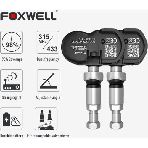 FOXWELL T10 Tyre Analysis Sensors TPMS Sensors Activated Program Clone-able Tire Pressure Monitor Test Work With T1000 and T2000