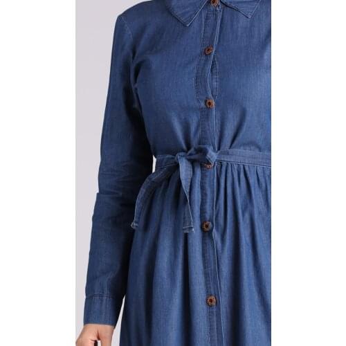 Minahill Button-down Jeans Dress 5006-01 Navy Blue 5006-01
