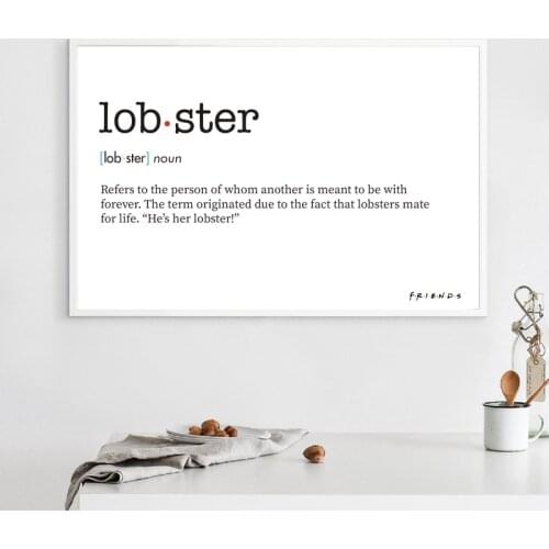 Friends TV Show Inspired Lobster Definition Quote Canvas Painting Prints Modern Minimalism Poster Picture Home Wall Art Decor