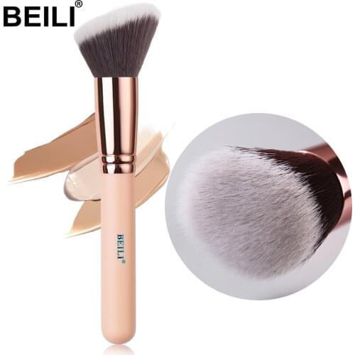 BEILI Foundation Makeup Brushes Powder Blush Contour Concealer Synthetic Hair Professional Single Black/Pink Face Makeup brush