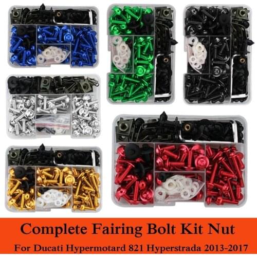 Fit For Ducati Hypermotard 821 Hyperstrada 2013 14 15 16 2017 CNC Alloy Complete Fairing Bolts Kit Nut Bodywork Screws Clip