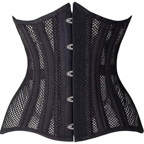 Double Steel Boned Waist Corset Short Mesh Underbust Corset Tops Women Slimming Tummy Straps Control Cinchers Reductive Girdles