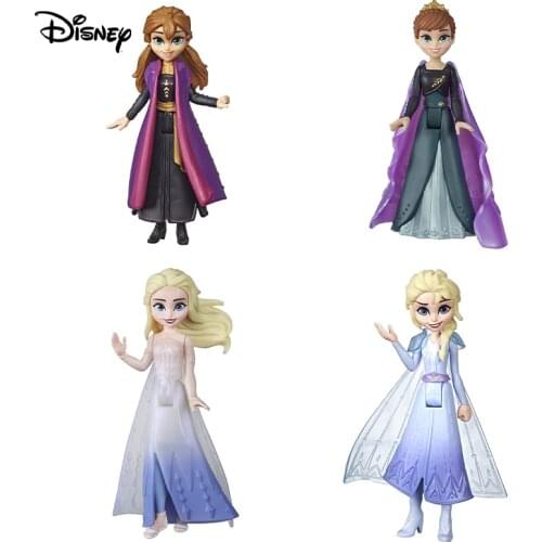 Disney Frozen Anna Elsa Small Doll with Removable Cape Original Princess Character Doll Collectible Figure Model Toy E6305