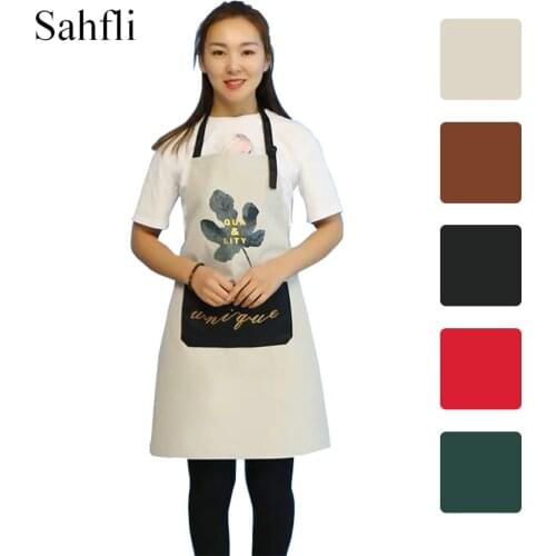 Fashionable Home Kitchen Flowers and Leaves Pattern Three-layer Composite Waterproof Material Sleeveless Apron with Big Pocket