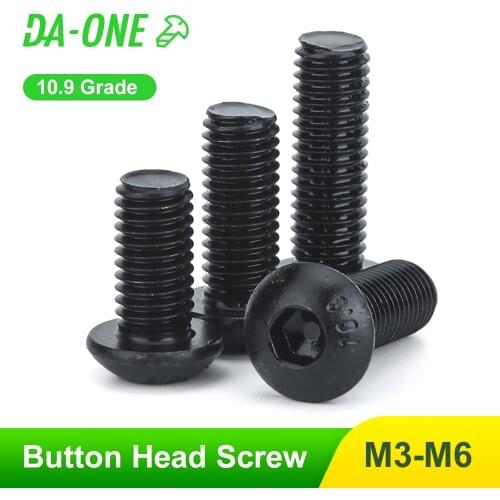 DA-ONE 10-50pcs Grade10.9 Button Head Screw M2 M2.5 M3 M4 M5 M6 Hex Hexagon Socket Allen Screw Bolt High Quality