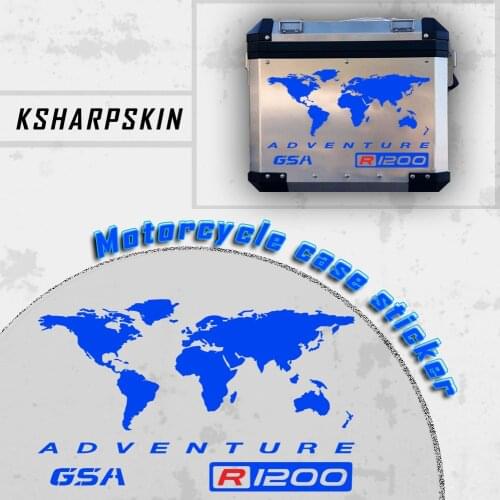 For BMW R1200GSA R 1200 GSA Stickers Motorcycle Tail Top Side Box Cases Panniers Luggage Aluminium Adventure world map decals