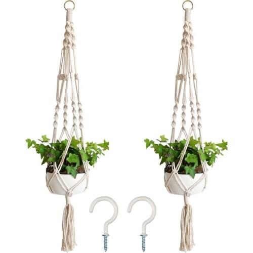 New 2 Pack Macrame Plant Hangers With Hooks Hanging Plant Flower Pot Holder For Home Garden Office Plant Hanger Dropshipping