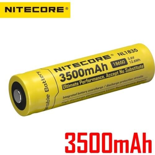 Nitecore NL1835 18650 3500mAh 3.7V 12.6Wh Rechargeable Li-on Battery High Quality with Protection for LED Flashlight