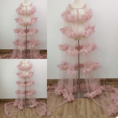 Customized Winter Sexy Maternity Pajamas Bathrobe Solid Round Neck Chiffon Plus Size Ladies