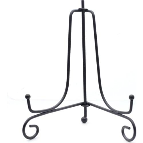 Ammonite Slice Black metal Stand Mineral Porcelain Plate Bracket For Home Decoration