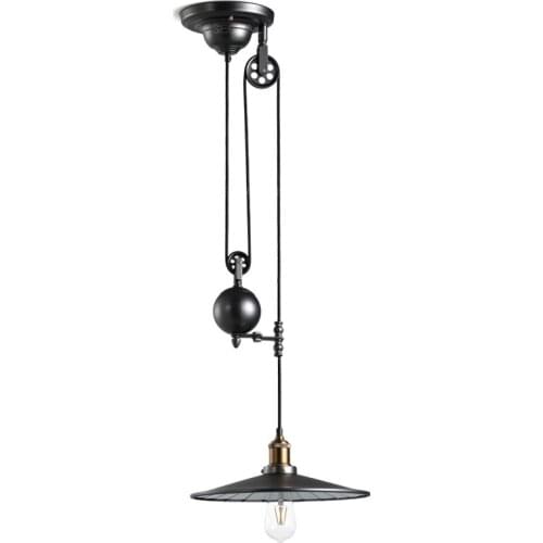 Retro black pendant lights single vintage suspension lamp loft height adjustable restaurant shopping mall nordic indoor lighting