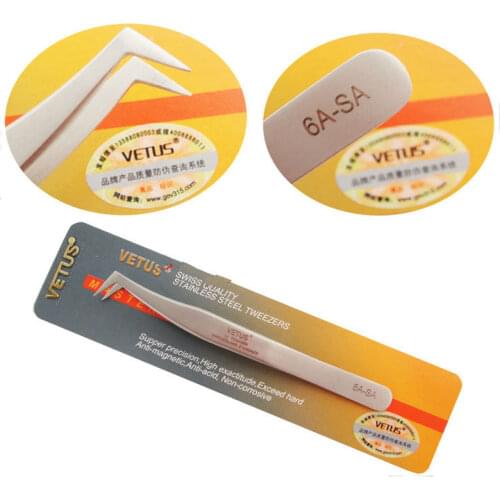 Profession VETUS 6A-SA Eyebrow Tweezers 3D/6D Volume Eyelash Extension Stainless Steel Anti-static Fan Eye Lash Tweezer