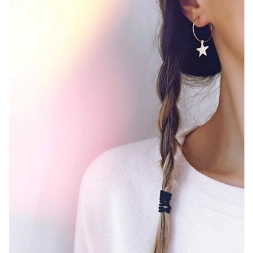 Simple Gold Silver Color Circle Star Stud Earrings for Women brincos Oorbellen boucle brincos pendientes orecchini Jewelry