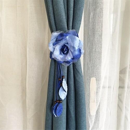 Korean Style Chiffon Flower Tassel Curtain Clip Window Curtain Straps Rope Buckle Drapes Blinds Holder Home Decora 1pc CP-JD1047