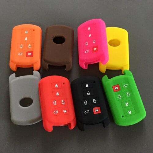 Silicone rubber key cover case shell protector for toyota sienna 6 button key