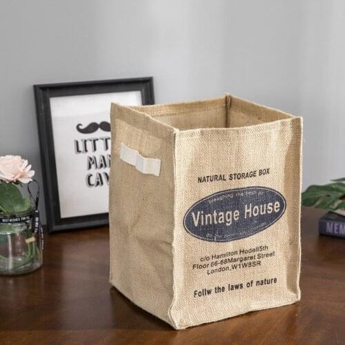 Foldable Linen Fabric Storage Basket Clothes Underwear Dirty Laundry Basket Sundries Storage Bag Organizer Household Finishing