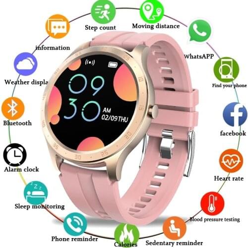 GEJIAN Women Smart Watch Woman Fashion Watch Heart Rate Sleep Monitoring For Android IOS IP68 Waterproof Ladies Smartwatch+Box