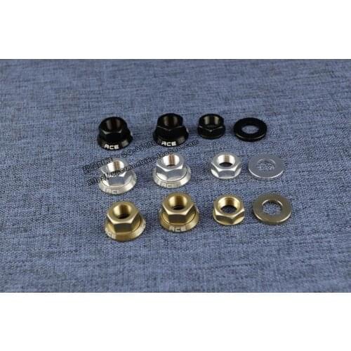 3 Colors Bicycle Hub Rear Wheel Adjustment Nut Titanium Nut M10 Aluminum Washers Groove Flat Gaskets Lightweight for Brompton