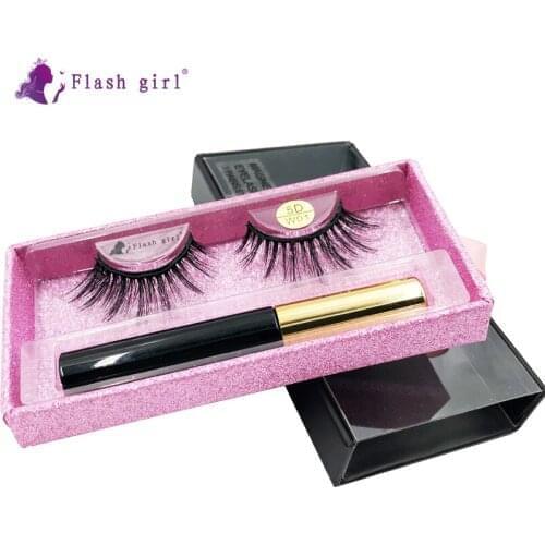 Flash Girl 5D-W series W 01 mink magnetic eyelashes and eyeliner suit thick eyelashes