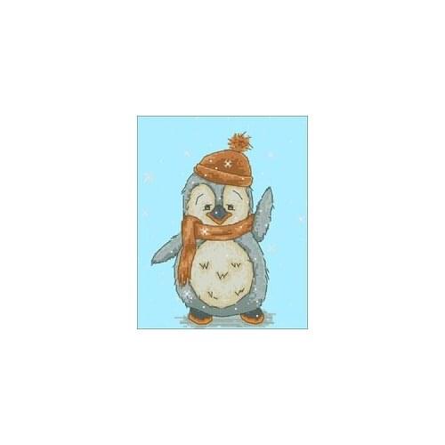 Luca-SB1044 Penguin in the Snow-Lulu (Male) Counted Cross Stitch 11CT 14CT 18CT Cross Stitch Kits Embroidery Needlework Sets