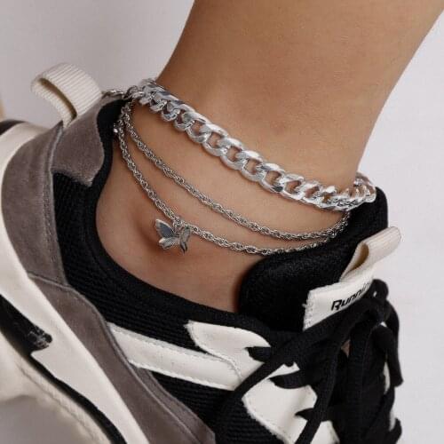 Meetvii Boho Butterfly Ankle Bracelet for Women Beach Trend Gold Silver Color Anklets Sexy Barefoot Chain Female Foot Jewelry