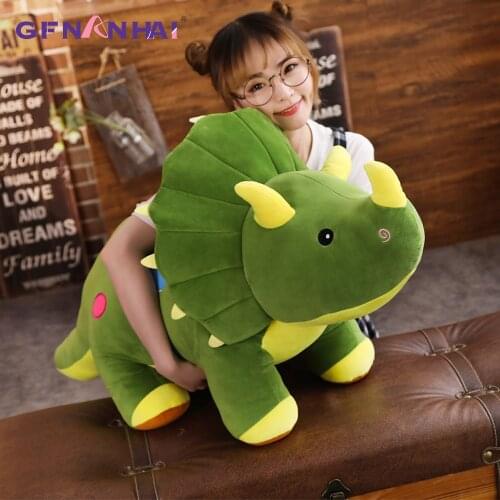 1pc 100CM Cute Real Like Big Triceratops Plush Toys Creative Animal Dinosaur Dolls Stuffed Pillow Children Boys Birthday Gifts