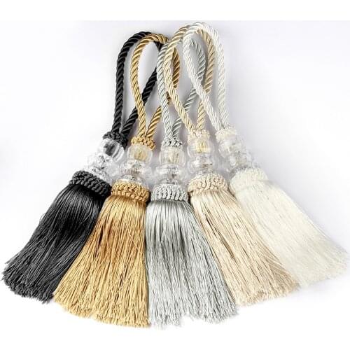 1Pc Crystal Beaded Tassels Fringe Silk Tassel Trim Garment Decoration Hanging Rope Key Tassel for DIY Curtain Accessories