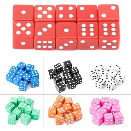 10pcs/set 15mm Multicolor Acrylic Cube Dice Beads Six Sides Portable Table Games Toy fun