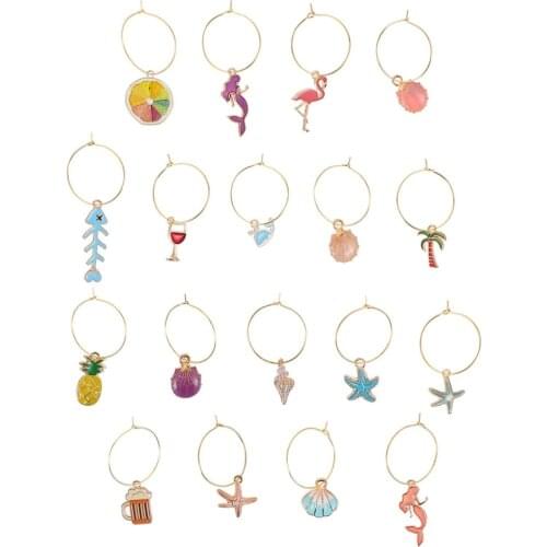 18Pcs Charms Glass Identifiers Wine Glass Rings Glass Drink Markers Tags Party Supplies (Assorted Color)