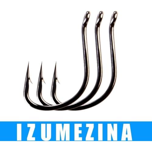 3packs 21-30pcs High Carbon Steel IZUMEZINA Fishing Hooks Ringed Size 2-22# Single Carp Hook Set Barbed Carp Fishhooks With Eye