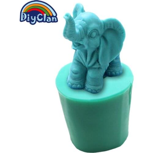 3D Elephant Silicone Molds For Cake Salt Sculpture Ice Sculpture Handmade Plaster Animal Candle Molds S0102DX