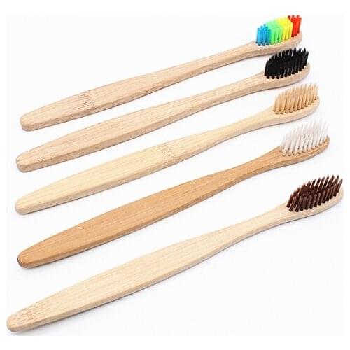 5Pcs/Sets Bamboo Toothbrush 5 Colors Bamboo Handle Soft Bristle Tandenborstel Wooden Tooth brush Whitening Low carbon Toothbrush