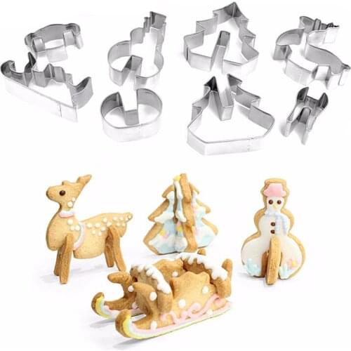 Facemile 8PCS Christmas Stainless Steel Fondant Cake Cookie Biscuit Mold Bakeware Baking Tool Sugarcraft Cake Decorating Tool