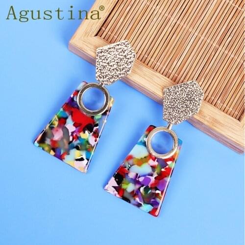 Agustina Acetate metal Long Drop Earrings Girls Punk Earring Acrylic Fashion Earrings Women Jewelry geometric Earring Boho cc